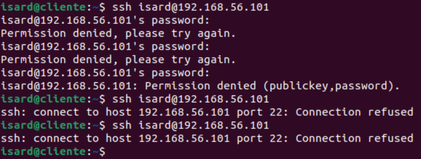 Simulación ataque SSH con protección